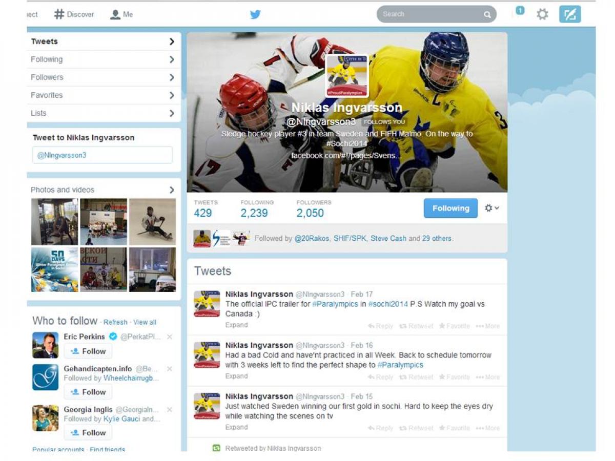 Screenshot twitter page Niklas Ingvarsson