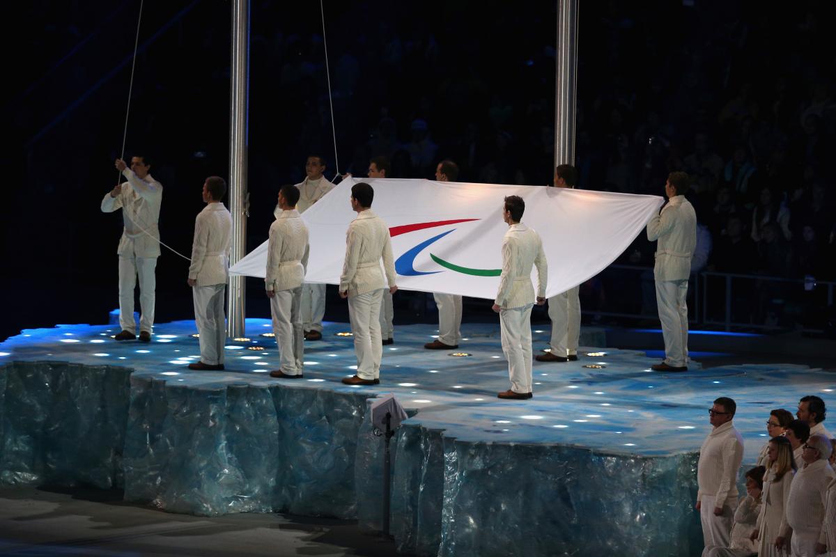 Paralympic Flag at Sochi 2014 Opening Ceremony Paralympic Flag at Sochi 2014 Opening Ceremony