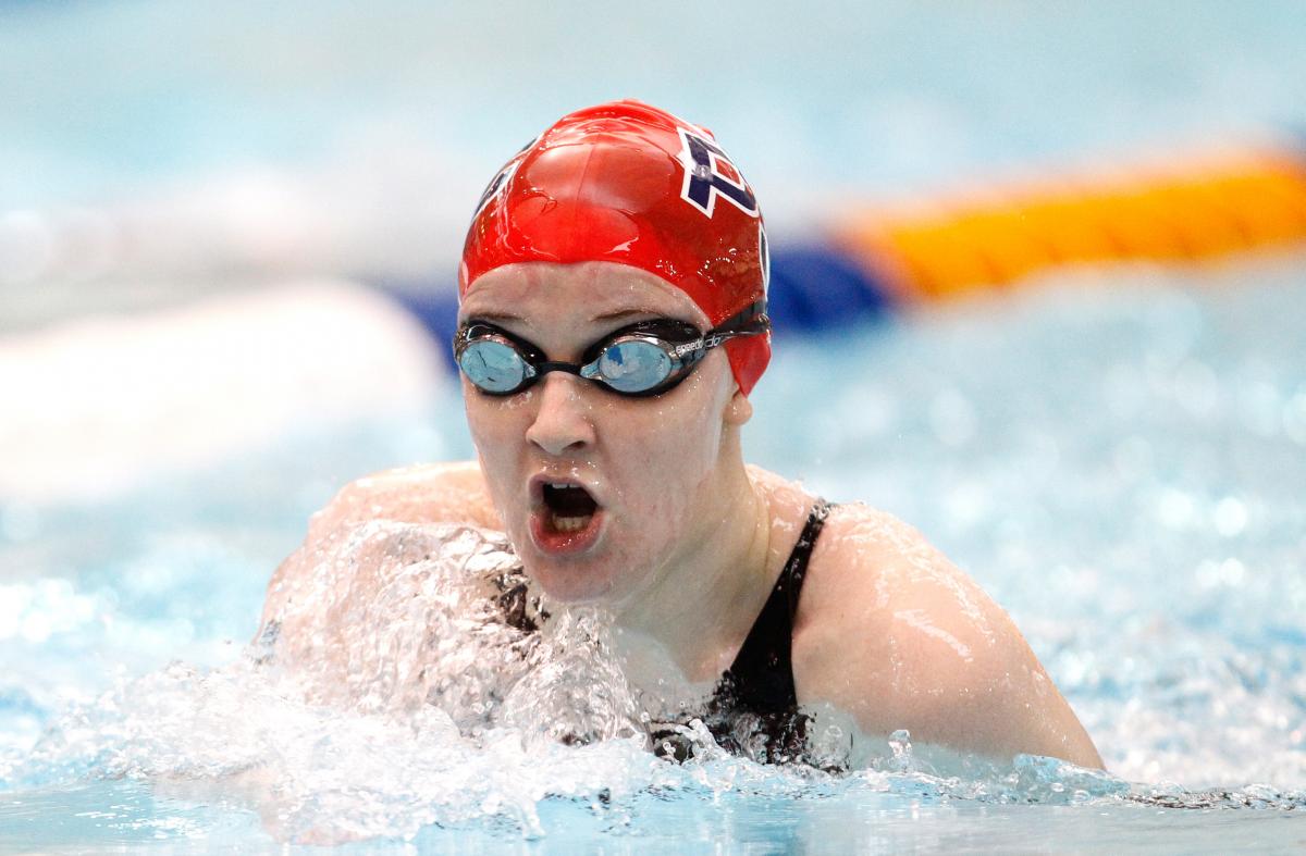 British swimmer Stephanie Slater comes up for a breath of air.