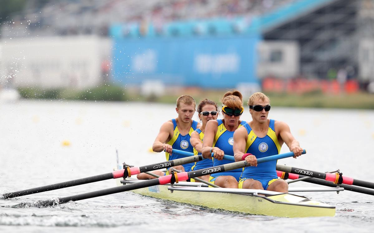 Athlete practicing rowing