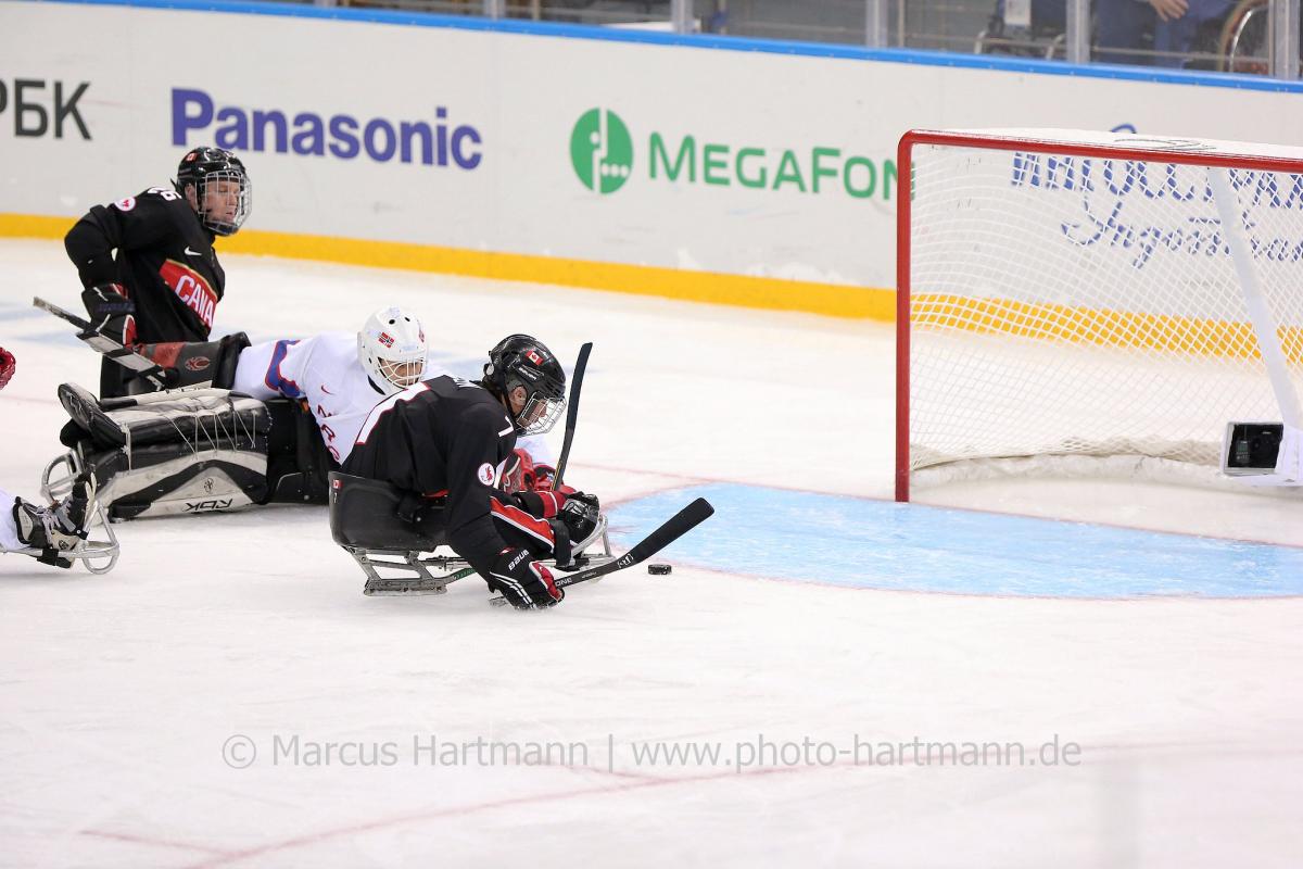 CAN vs NOR Canadian player Brad Bowden weaves by goalie to score on an open net