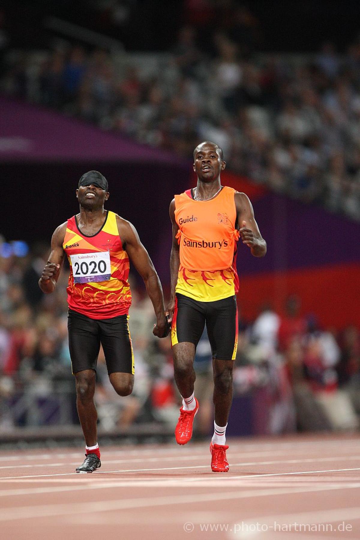 Jose Sayovo ARMANDO of Angola in the Men's 200m - T11 at the London 2012 Paralympic Games.