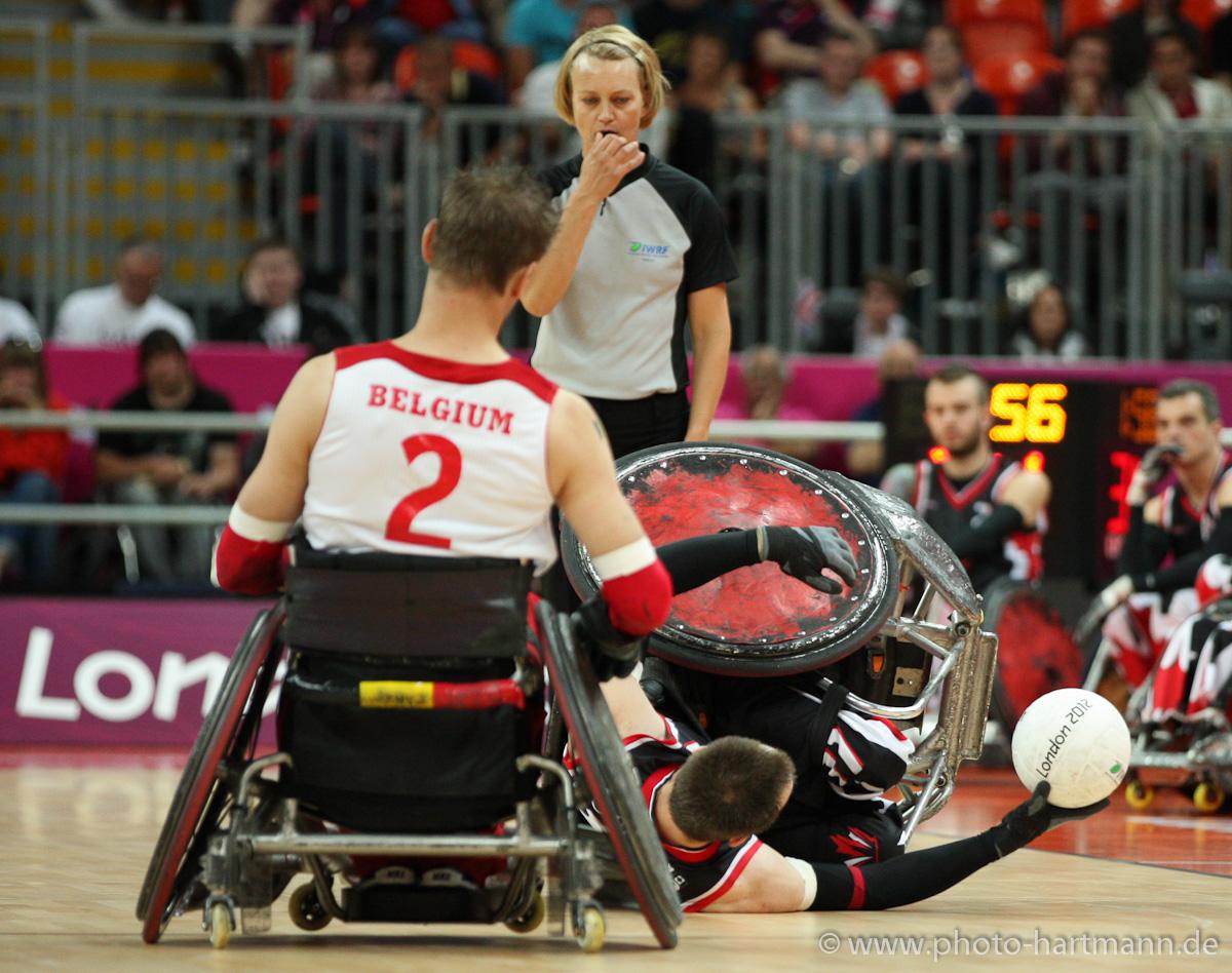 Peter GENYN - Wheelchair Rugby - London 2012 Paralympic Games Peter GENYN, Belgium with a massive hit on a Canadian player