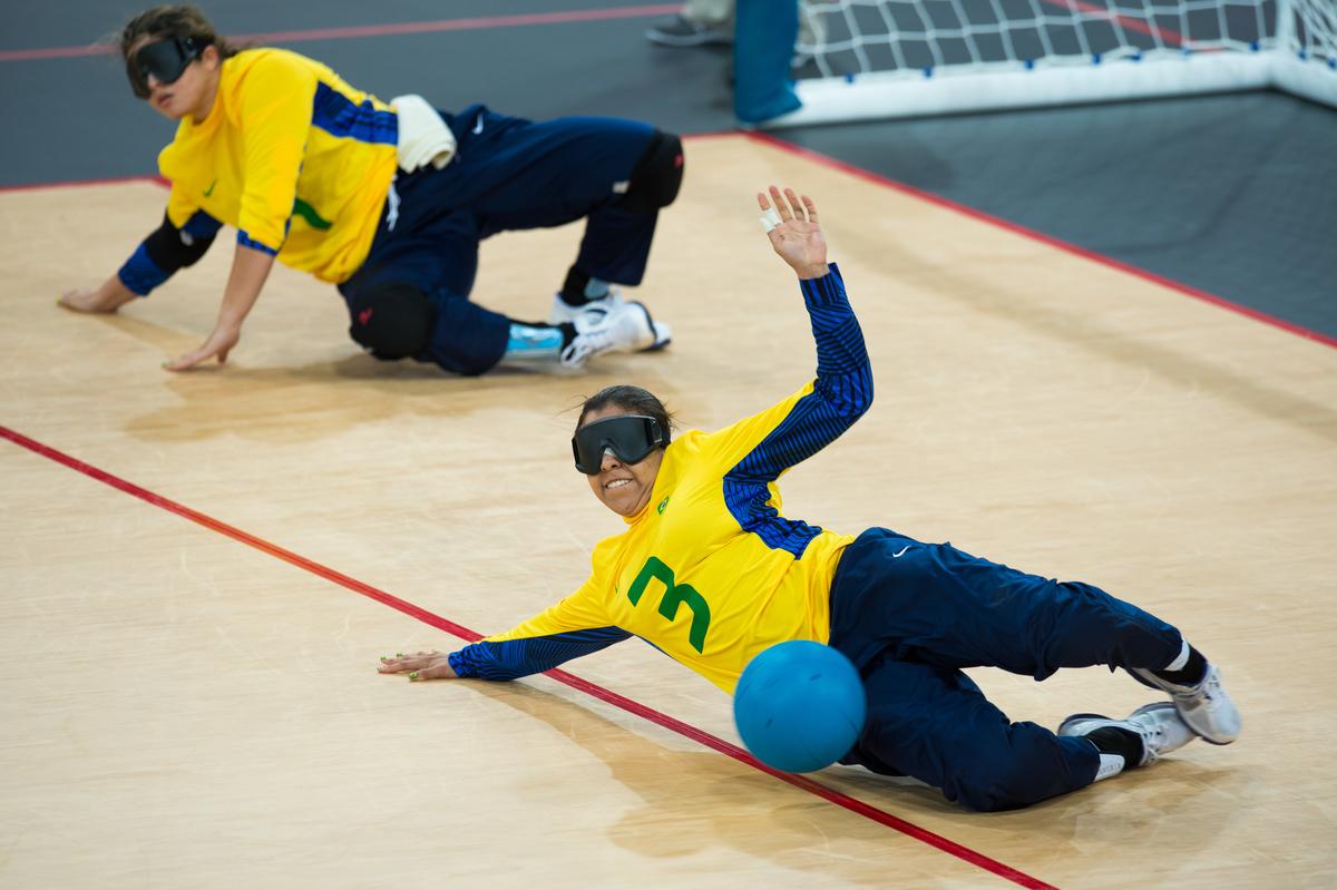 Ana Carolina DUARTE RUAS CUSTODIO - Goalball - London 2012 Paralympic Games Ana Carolina DUARTE RUAS CUSTODIO, Brazil defends the ball from going in the goal