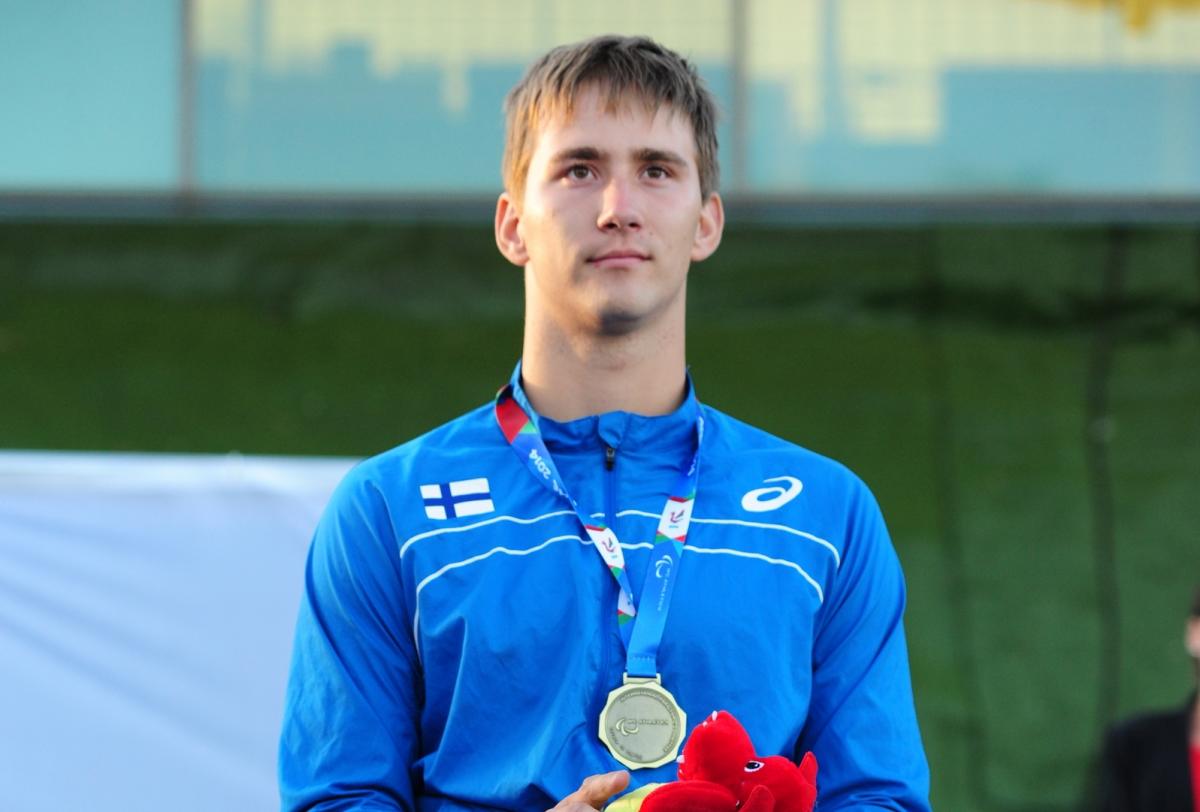 Finland's Henry Manni at the Swansea 2014 IPC Athletics European Championships