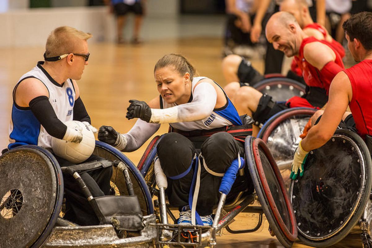 Finland's Anna Pasanen in action at the 2014 IWRF World Championships in Denmark.