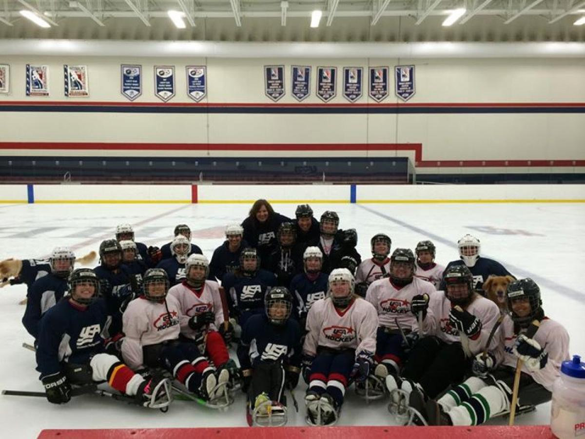 Team USA ice sledge hockey players