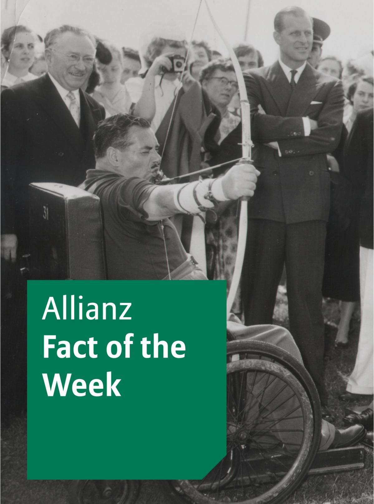 Archery - Allianz Fact of the Week black and white picture of an archer in a wheelchair