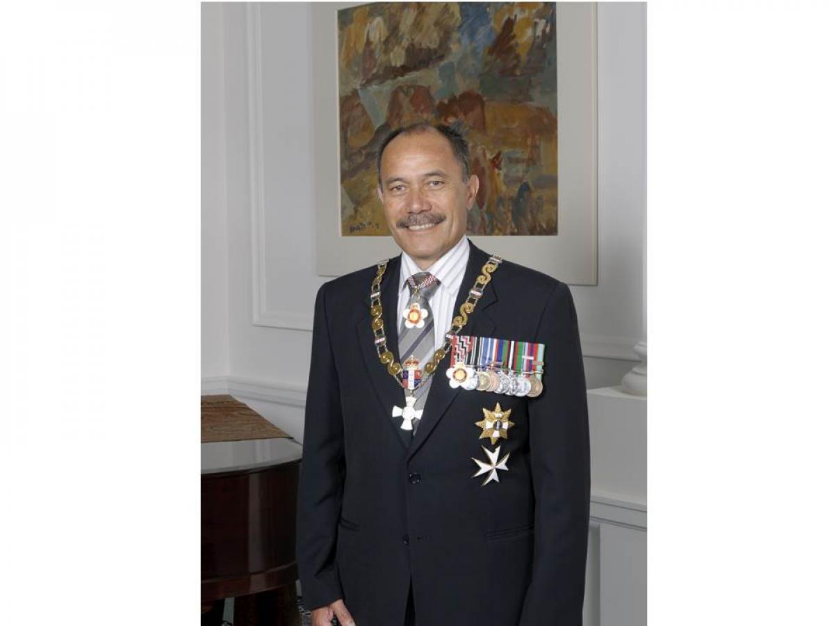 Sir Jerry Mateparae Upper body of a man, decorated with awards