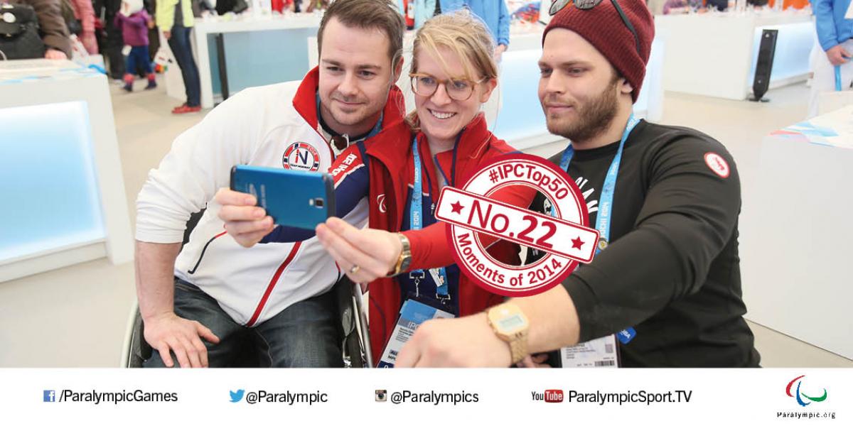No. 22 Digital success Two athletes join in a selfie during the Sochi 2014 Paralympic Winter Games