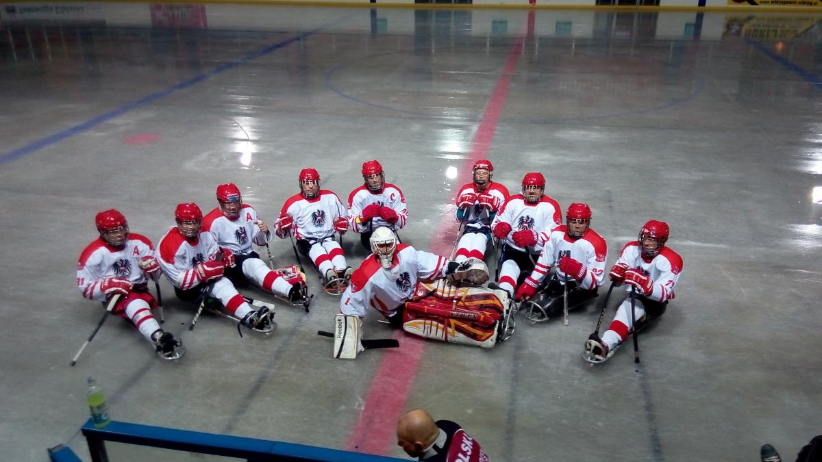 Team Austria Ice Sledge Hockey Sledge Hockey players in a group shot