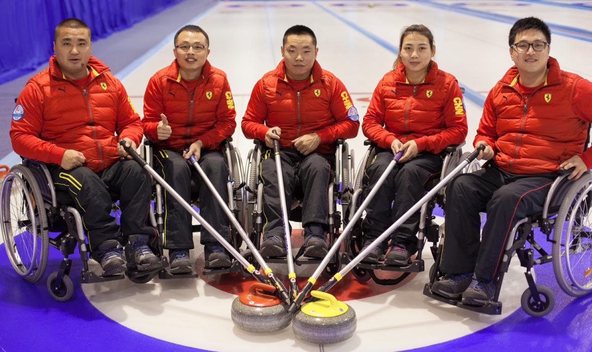 Chinese wheelchair curling team at the World Wheelchair Curling Championship 2015 in Lohja, Finland