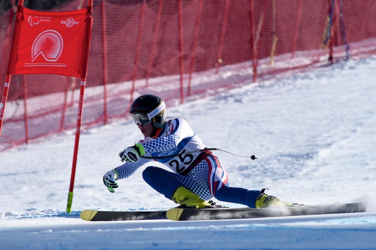 Russia's Alexey Bugaev won downhill in the men's standing at Panorama 2015.