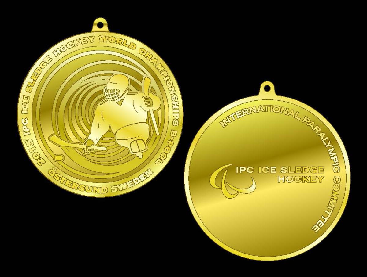 Ostersund 2015 medals Gold medal for 2015 IPC Ice Sledge Hockey World Championships B-Pool, Ostersund, Sweden