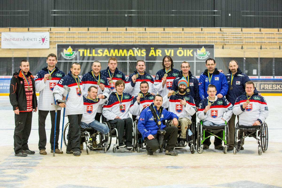 Slovakia won the bronze medal at the 2015 IPC Ice Sledge Hockey World Championships B-Pool in Ostersund, Sweden.