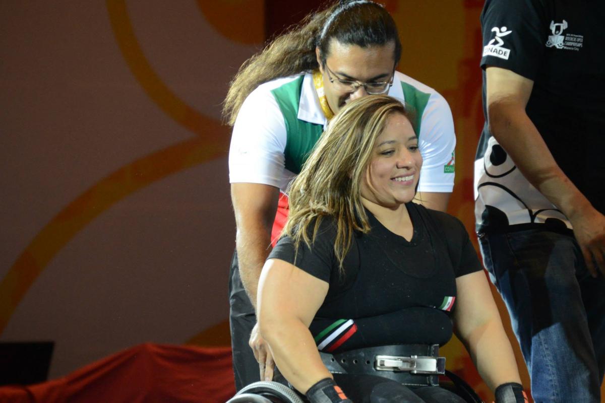 Amalia Perez of Mexico sets new world record at the 2015 IPC Powerlifting Open Americas Championships.