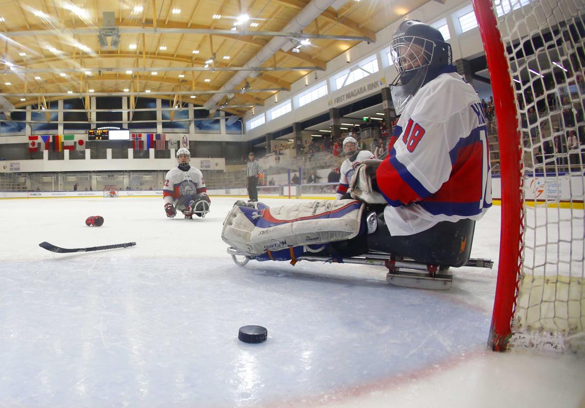 Kjell Christian Hamar at the 2015 IPC Ice Sledge Hockey World Championships A-Pool in Buffalo, USA.