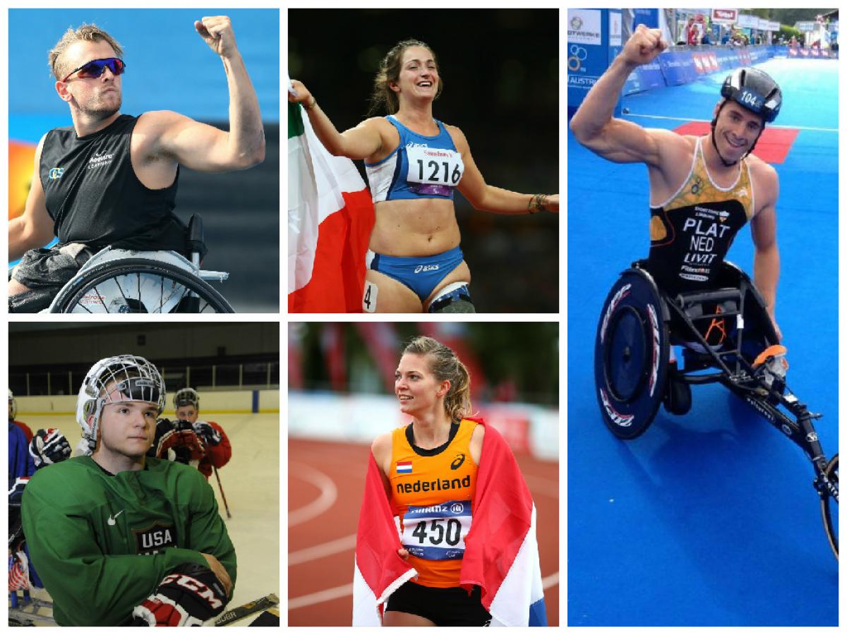 Collage of five athletes