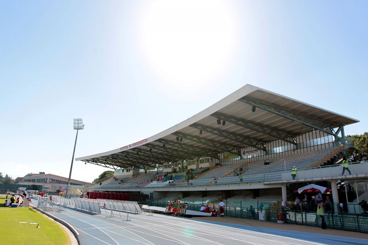 General view at the Stadio Olimpico in Grosseto, Italy.