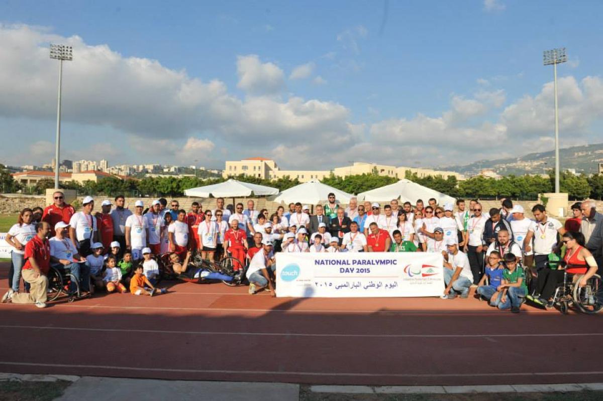 Group shot on an athletics track