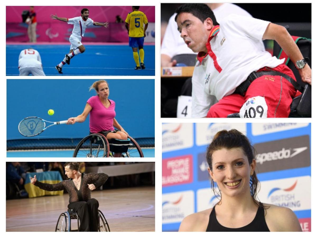 Collage of five athlete pictures