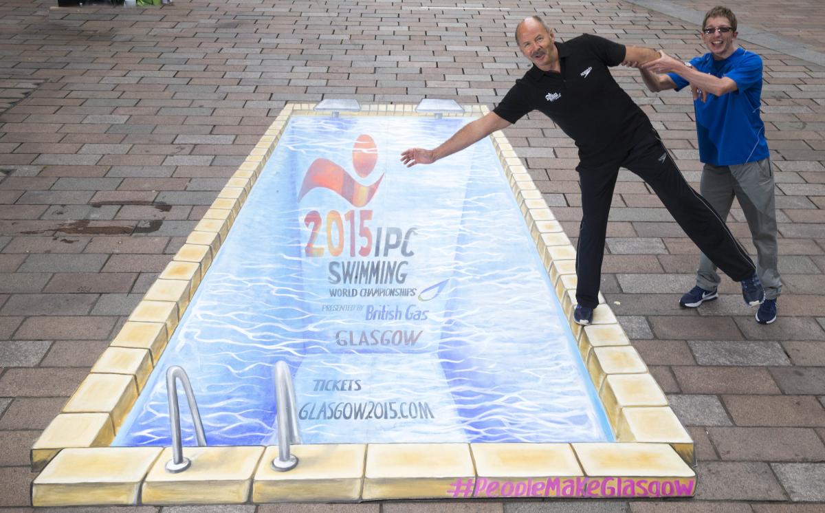 Scott Quin and David Wilki, both swimmers, launched a 3D swimmng pool to celebrate the 2015 IPC Swimming World Championships