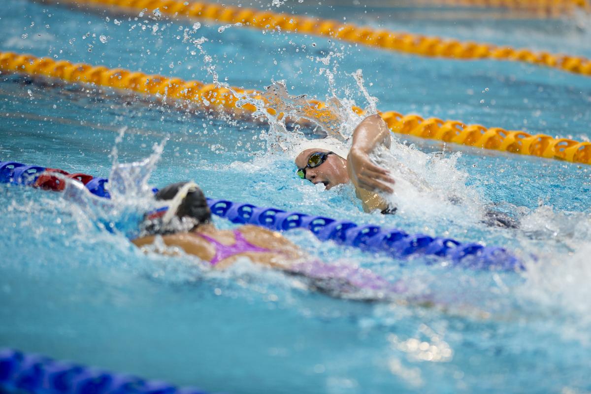 2015 IPC Swimming World Championships in Glasgow Two swimmers racing in a pool