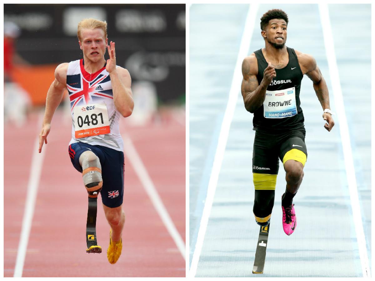 Jonnie Peacock and Richard Browne Great Britain’s Jonnie Peacock and the USA’s Richard Browne may be big rivals on the track.