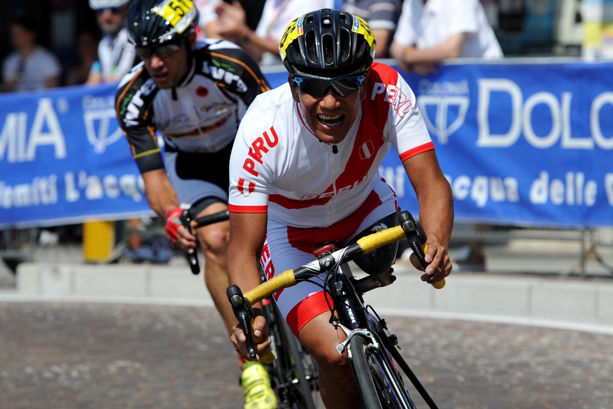 Para-cyclist on a bike. 