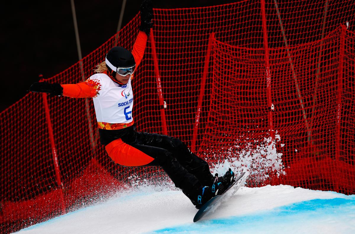 Woman on a snowboard