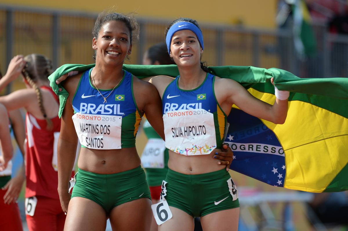 Veronia Hipolito and Jenifer Martins Dos Santos - Toronto 2015 Parapan American Games Two girls in track suits