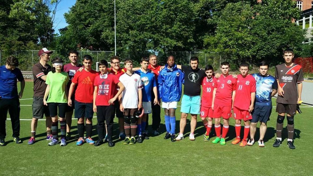 IBSA Blind Football European Youth Camp, Hamburg Children and coaches at the International Blinds Sports Federation (IBSA) Blind Football European Youth Camp in Hamburg, Germany.