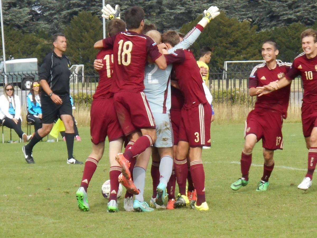 Football team celebrating