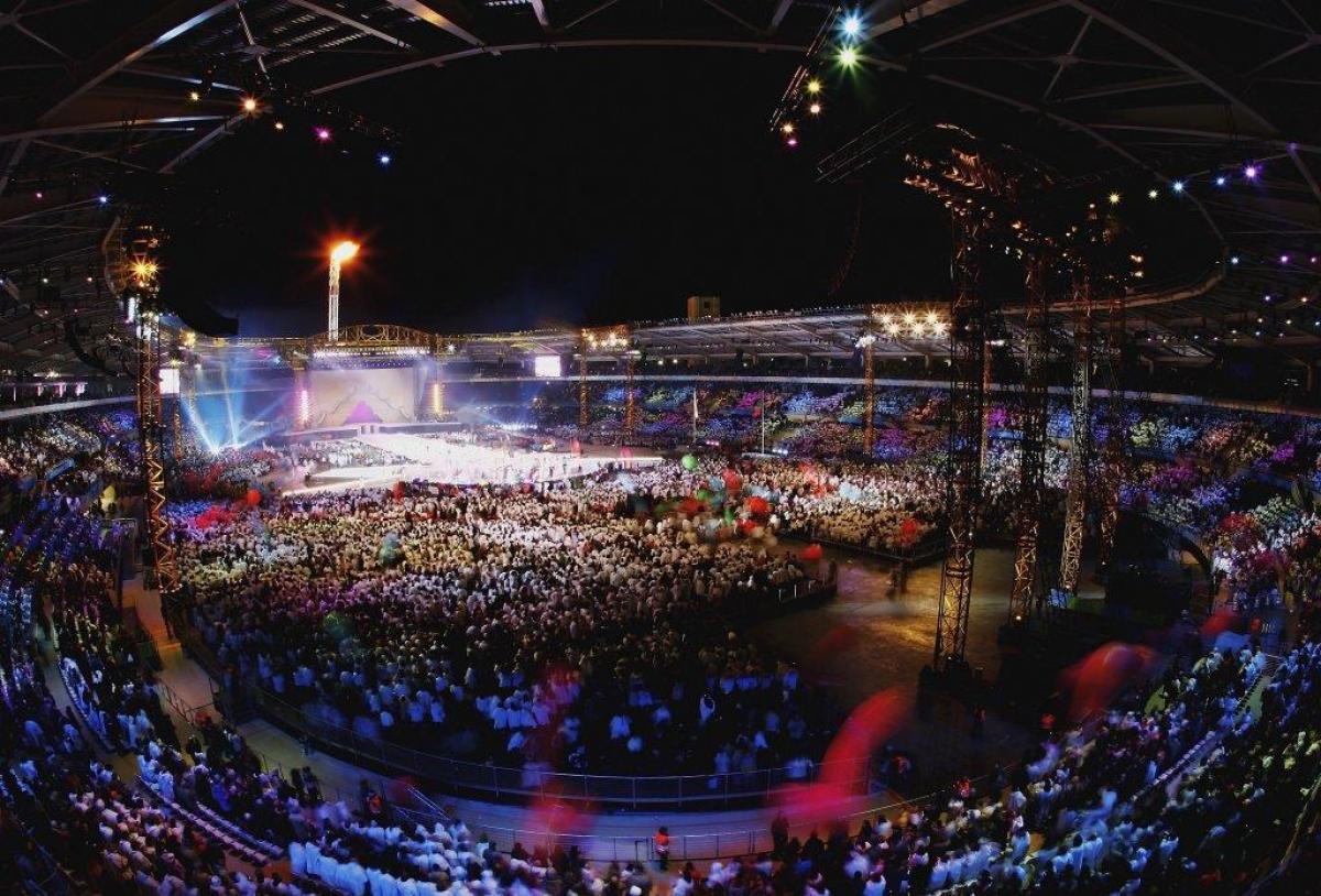 The Olympic Flame is lit during the Opening Ceremony of the Torino 2006 Winter Paralympic Games at the Olympic Stadium on March 10, 2006 in Torino, Italy.