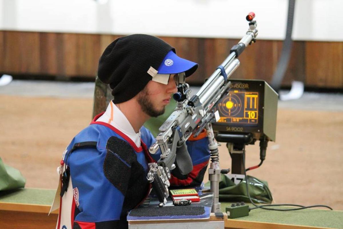 A shooter composes himself on the range