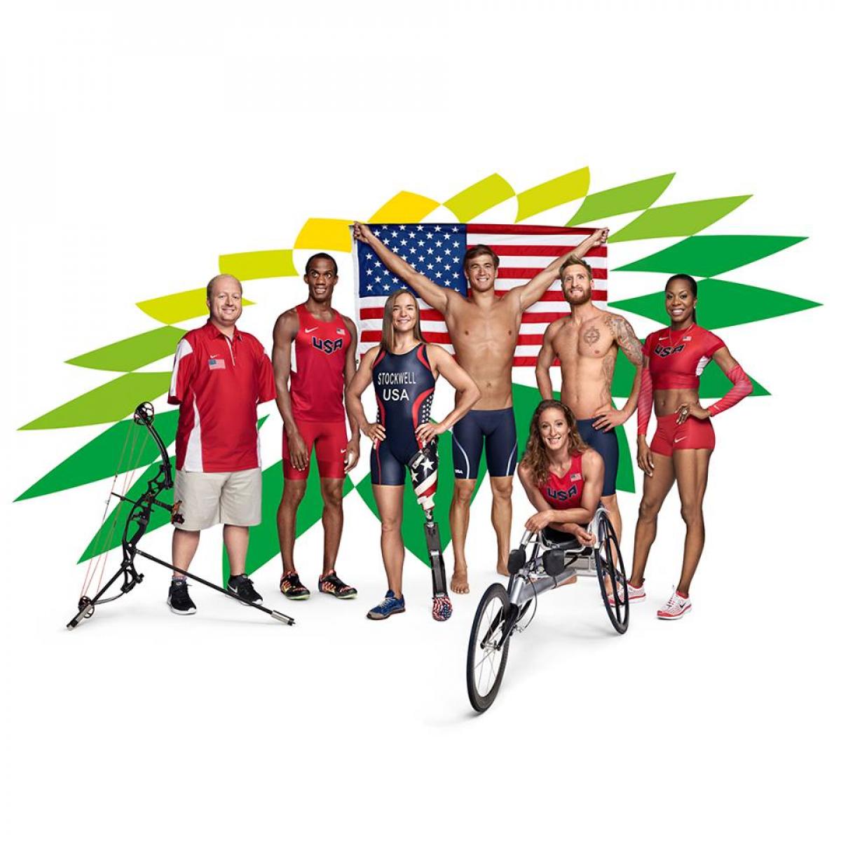 Matt Stutzman, Lex Gillette, Melissa Stockwell, Nathan Adrian, Brad Snyder, Sanya Richards-Ross and Tatyana McFadden.