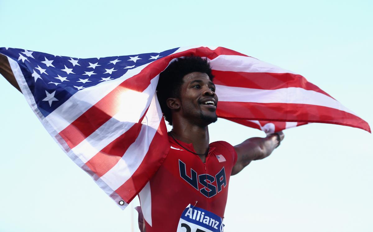 Upper body of a man celebrating