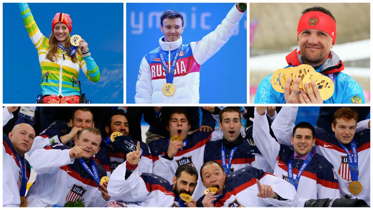 Anna Schaffelhuber, Alexey Bugaev, Roman Petushkov and the USA Sledge Hockey team