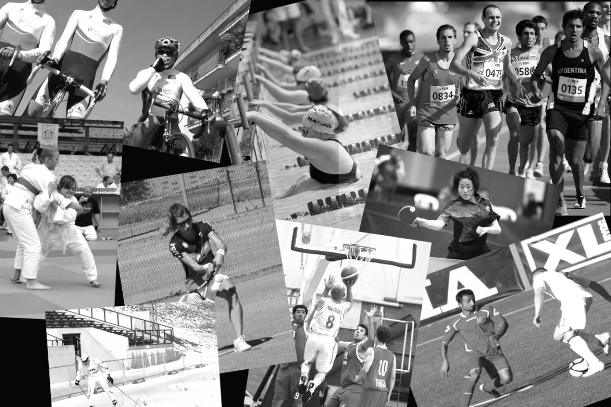 Collage of athletes to promote INAS Global ID Sport Week
