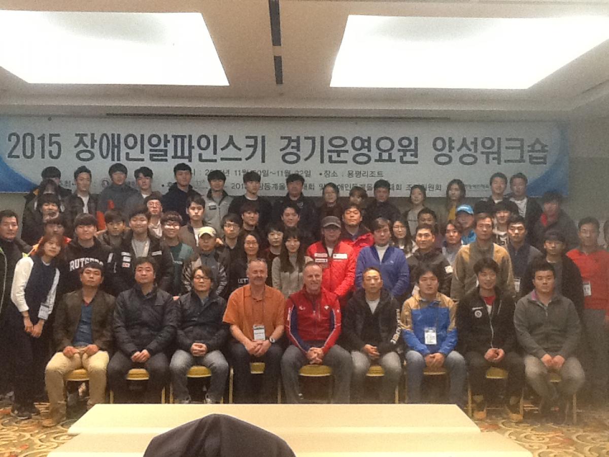 Alpine skiing - South Korea trains national technical officials Group shot of around 30 people