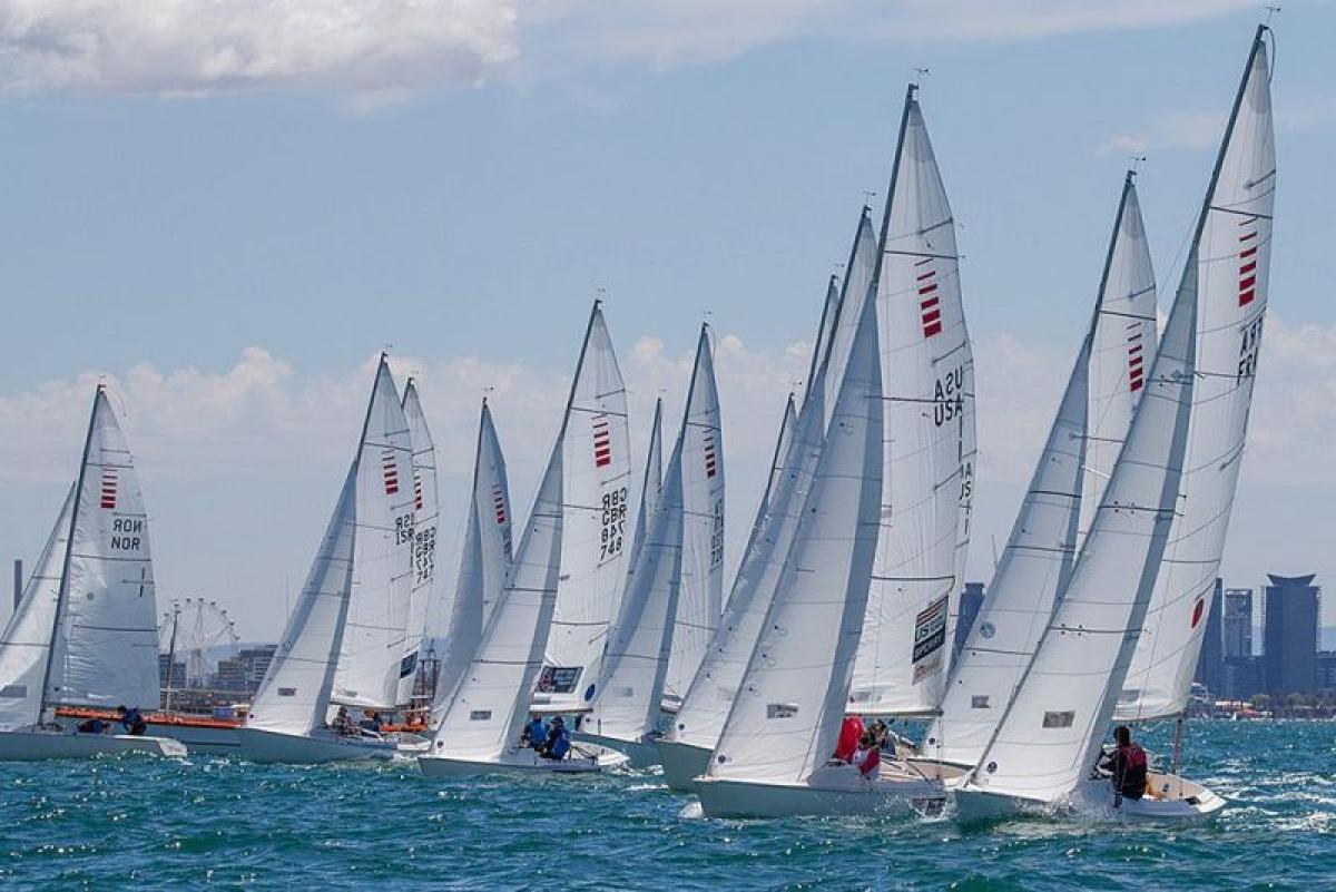 The SKUD18 Australian crew of Liesl Tesch and Daniel Fitzgibbon held on to win the race 10 of the 2015 Para Sailing World Championships in Melbourne, Australia.