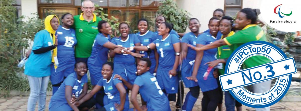 Group picture of Rwanda's women sitting volleyball team