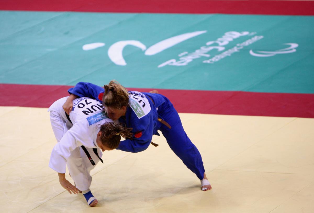 two judo players competing
