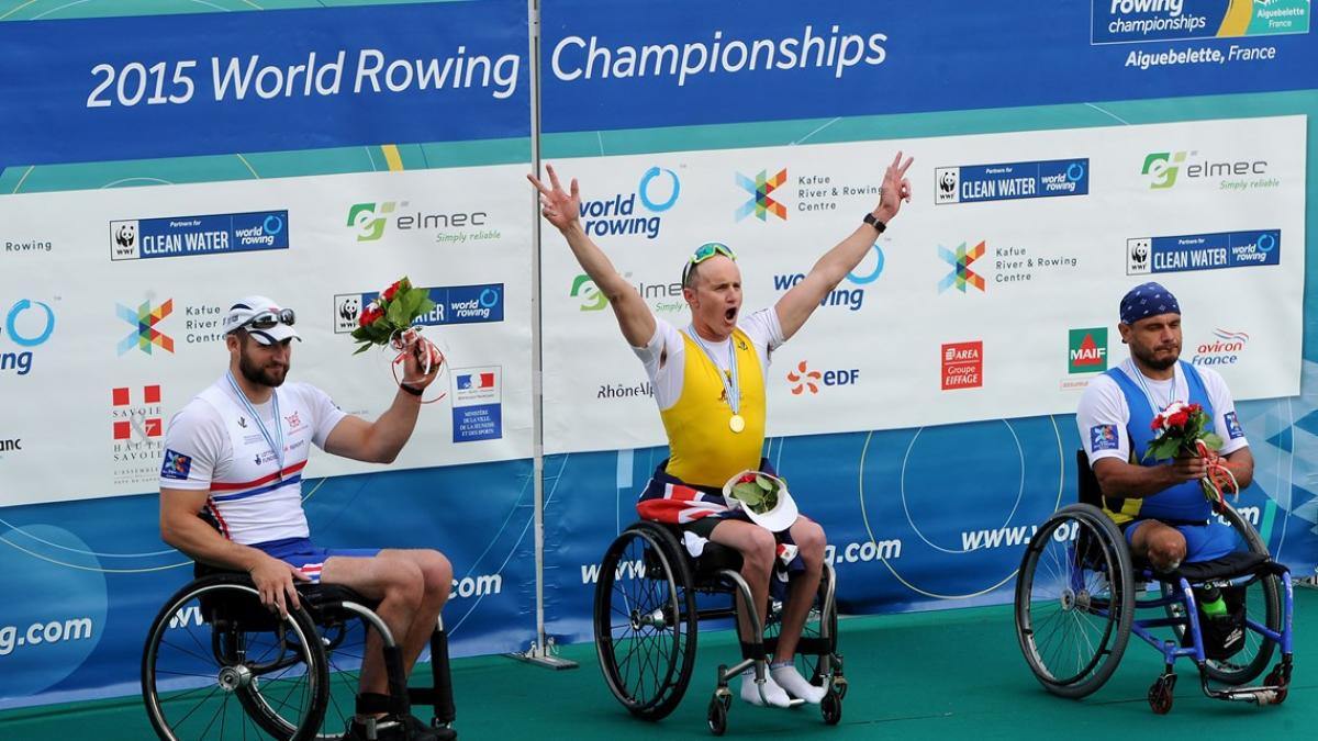 Podium with 3 men