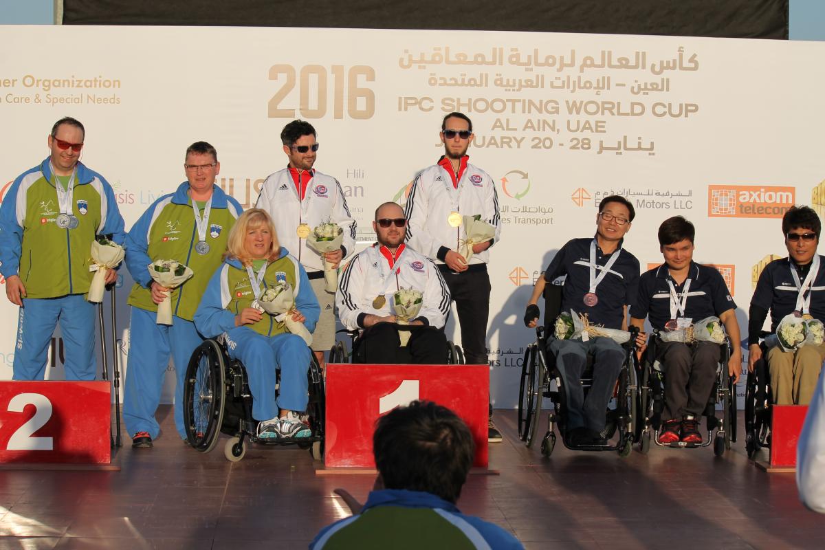 Mixed 10m air rifle prone SH2 - 2016 Shooting World Cup Al Ain Podium with three teams