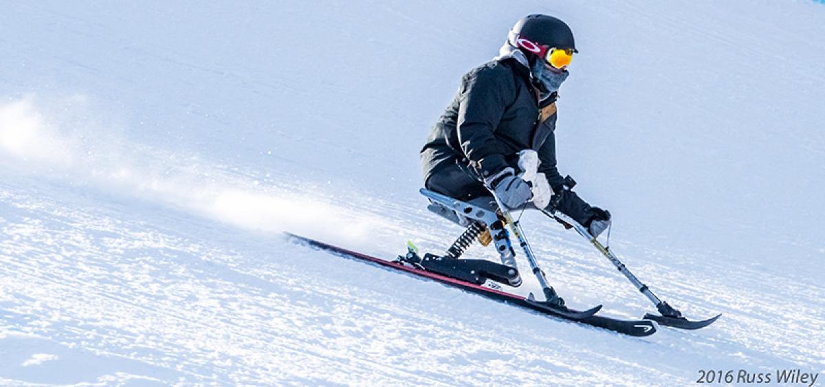 Nikko Landeros - Monoski - 2016 X Games Man on mono ski during a run