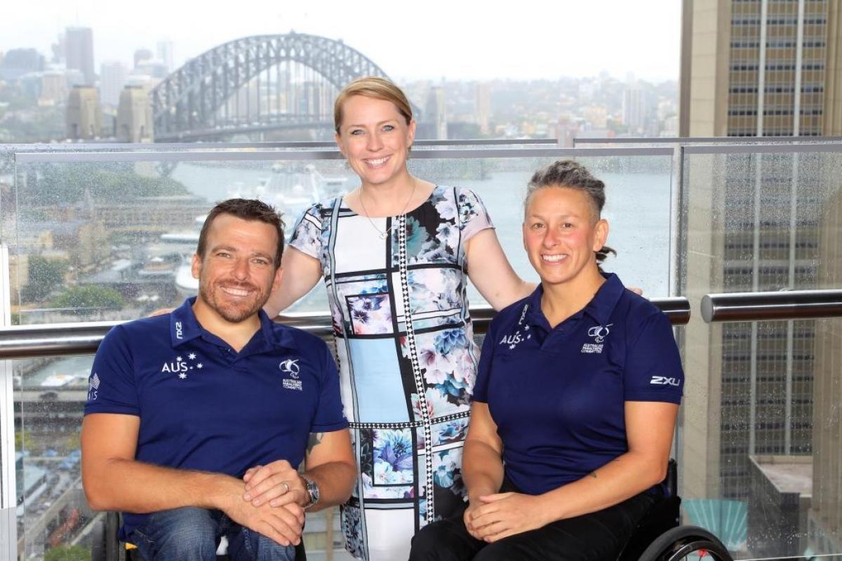 Kurt Fearnley, Chef de Mission Kate McLoughlin and Daniela Di Toro