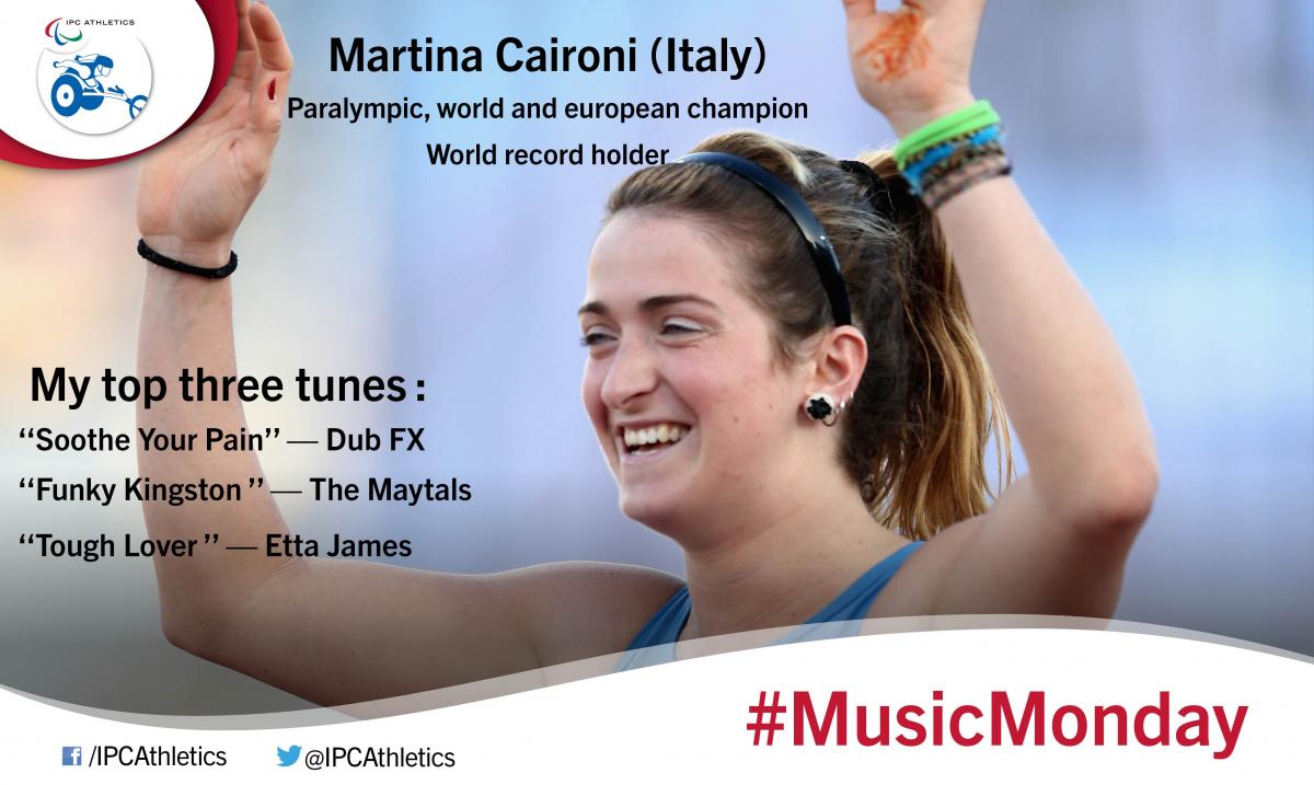 Martina Caironi - #MusicMonday Graphic with picture of woman and text