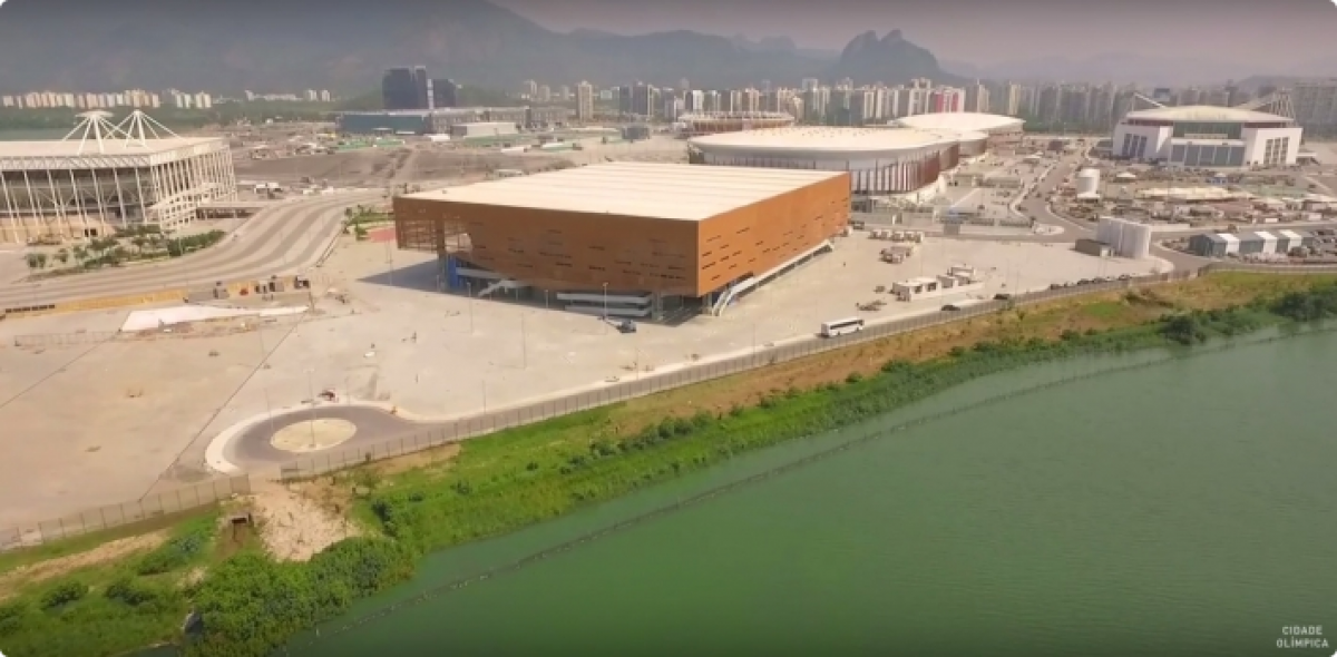 Future Arena, Carioca Arenas, Rio Olympic Velodrome, Olympic Aquatics Stadium and Rio Olympic Arena Aerial view of Olympic Park