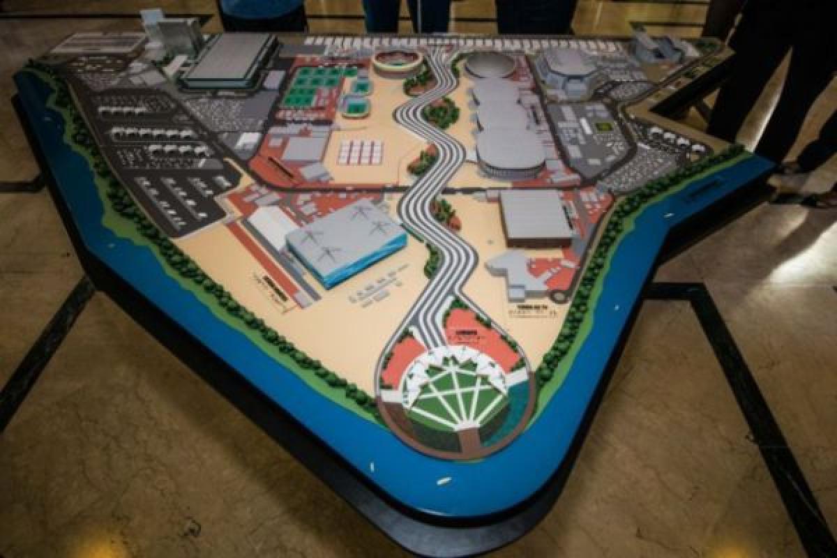 Barra Olympic Park - model The 1.3m² model of the under-construction Barra Olympic Park represents a real-life area of 1.18 million m²